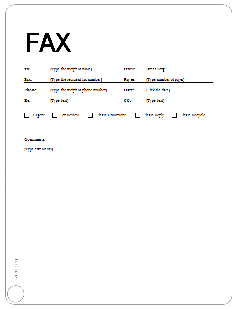 Fax Word sample 6941