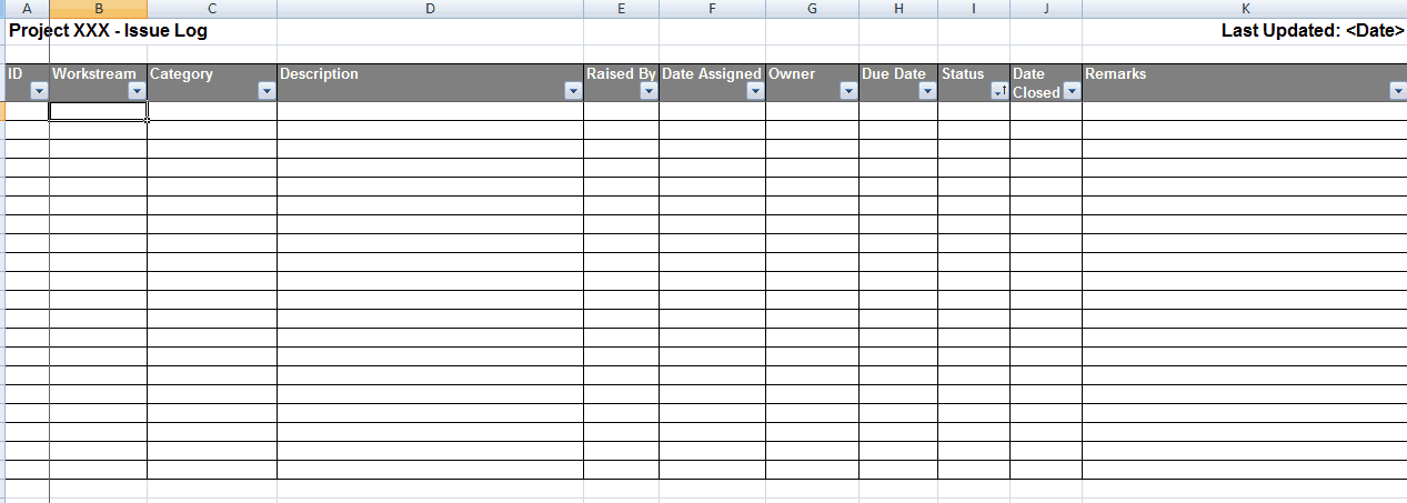 excel template tasklog