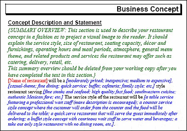 Restaurant business plan template doc