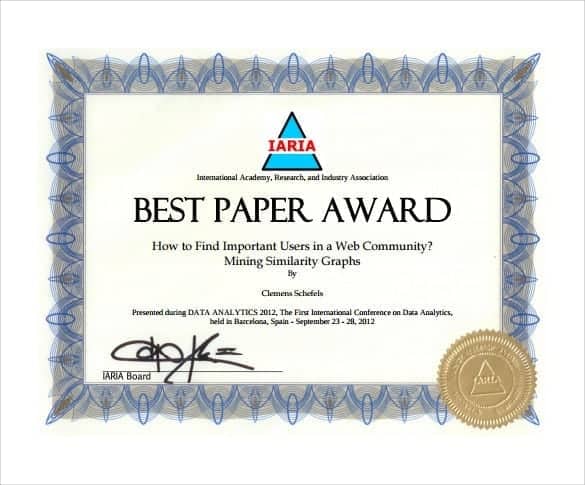 award certificate sample 3941