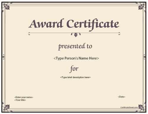 award certificate sample 5741