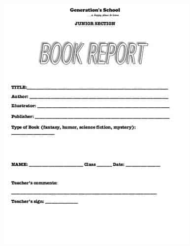Sample of book report template