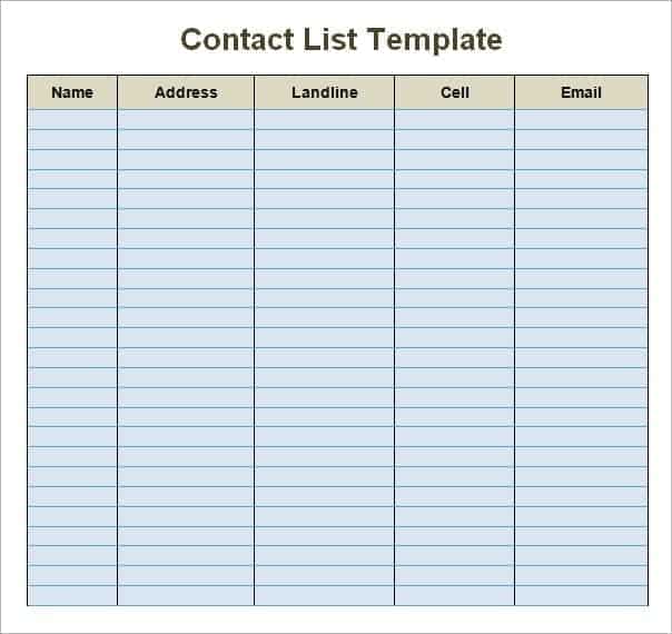 24 Free Contact List Templates In Word Excel Pdf