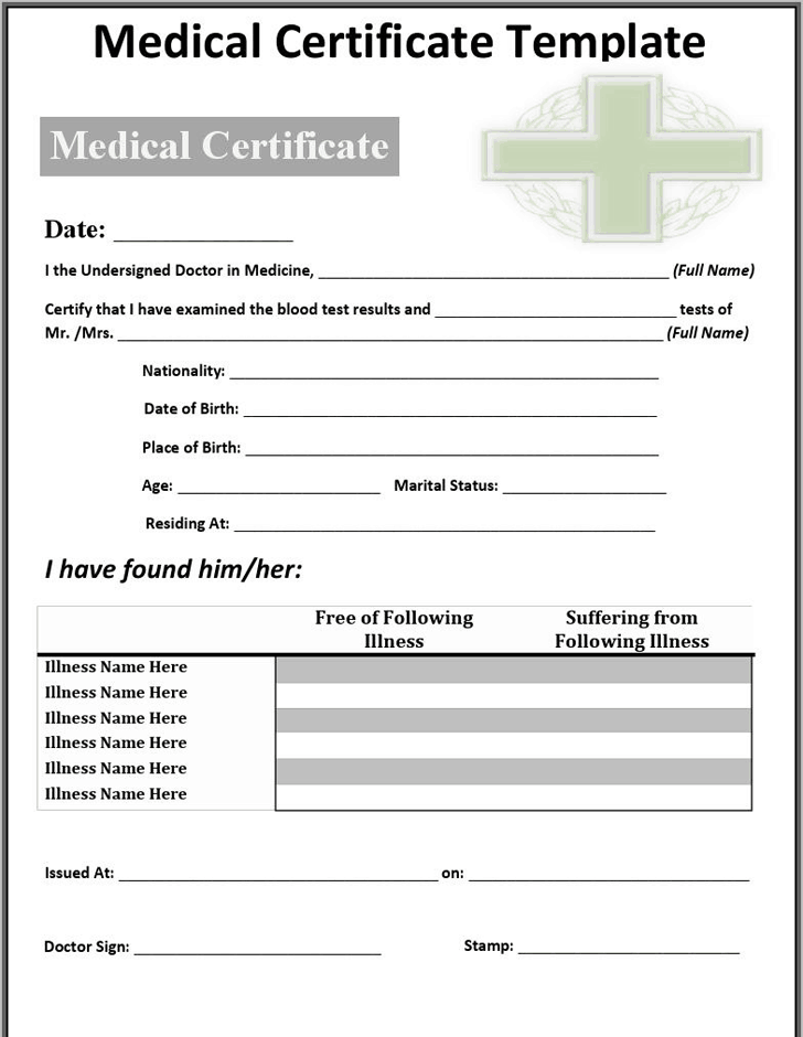 21+ Free Medical Certificate Template - Word Excel Formats