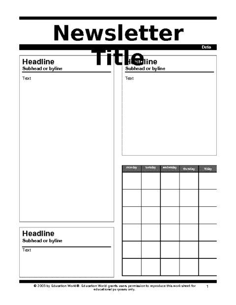 free newsletter templates for word 2010