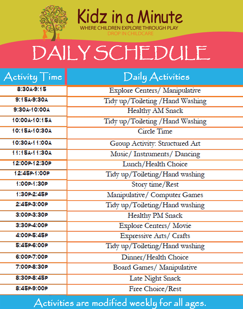 Sample Daily Schedule Template Schedule Template Daily Schedule Hot 