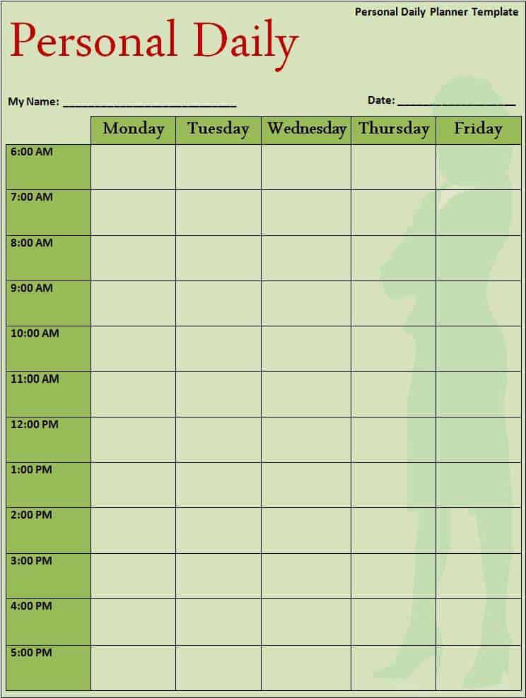 daily schedule template pdf free