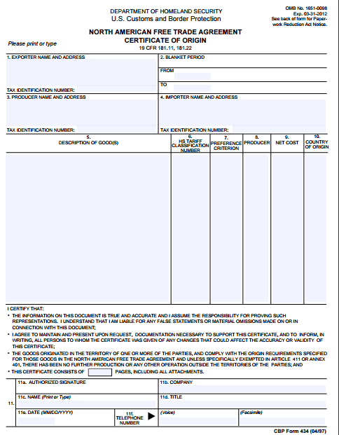 Certificate of Origin Template 761