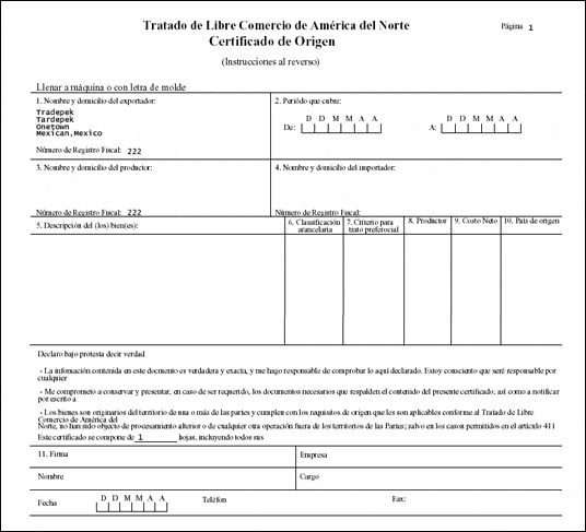 Certificate of Origin example 11.94