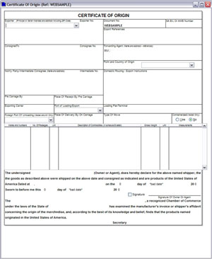 Certificate of Origin example 794