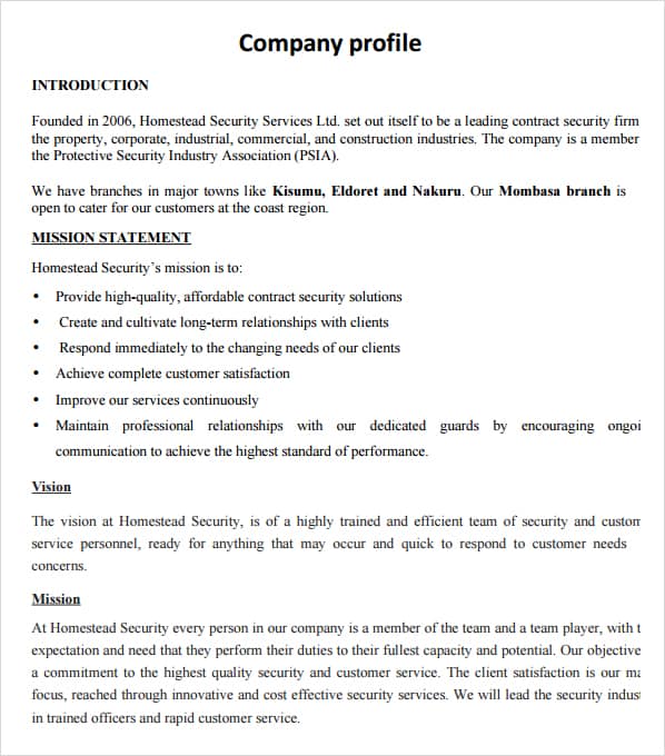 company profile and business plan