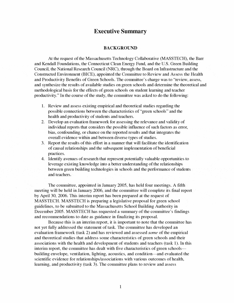 executive summary assignment template