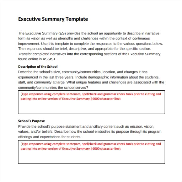 executive summary example