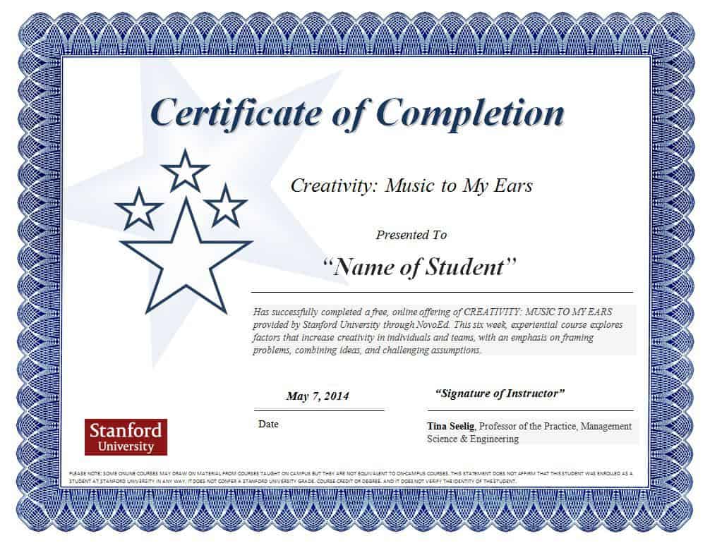 Printable Certificate Of Completion Template Free Download Word