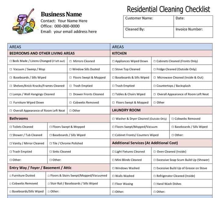 Household Chores Checklist Template Pdf Template