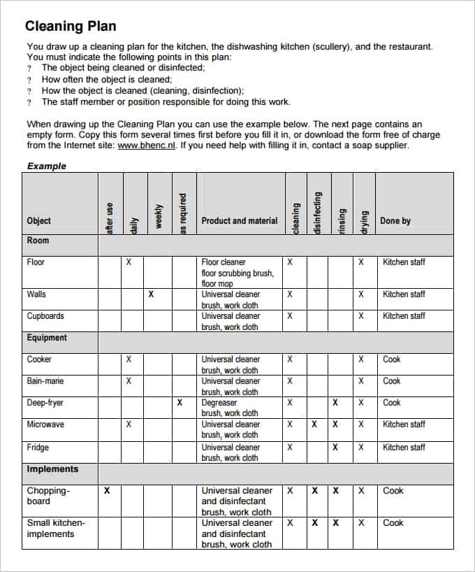 Daily Cleaning List Template