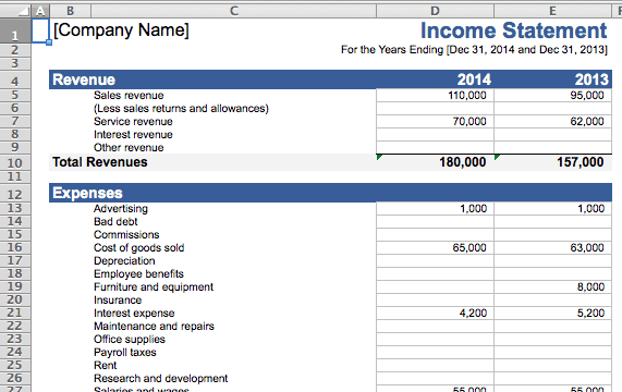Income Statement sample 59741
