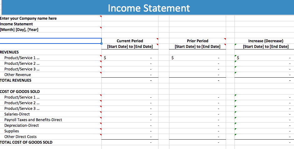Income Statement sample 7461