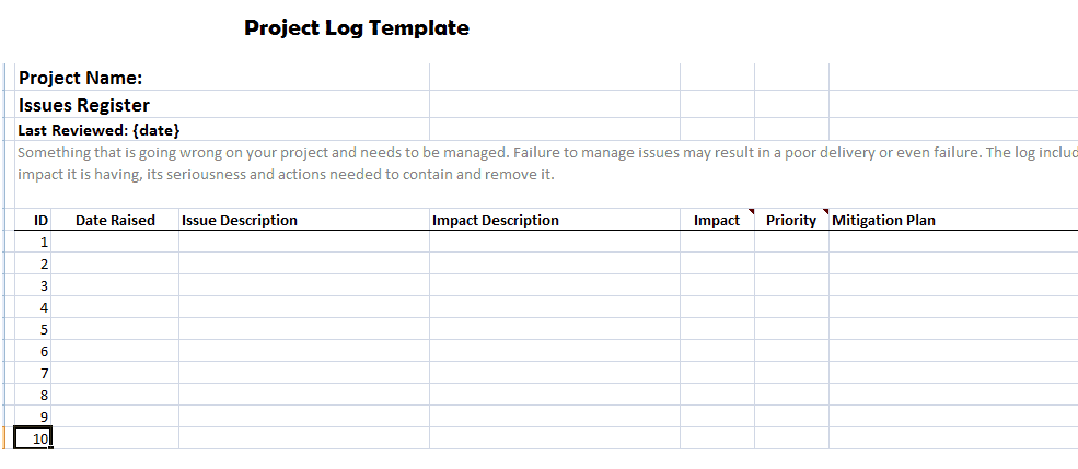 23 Free Project Log Templates In Word Excel Pdf