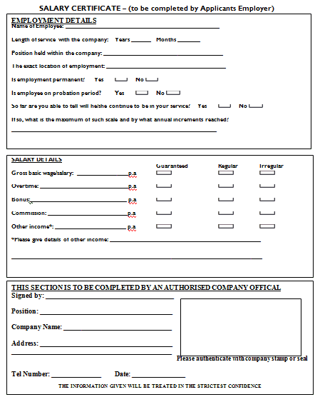 salary certificate template