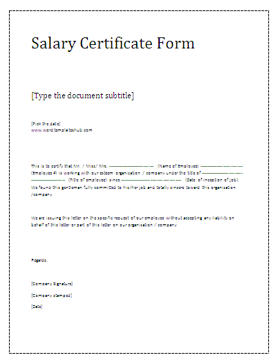 salary certificate template