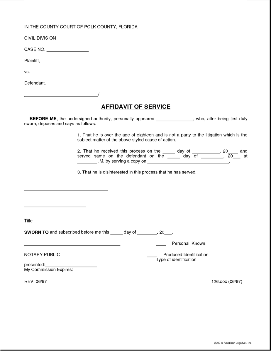 Free Affidavit Form Templates In Word Excel Pdf