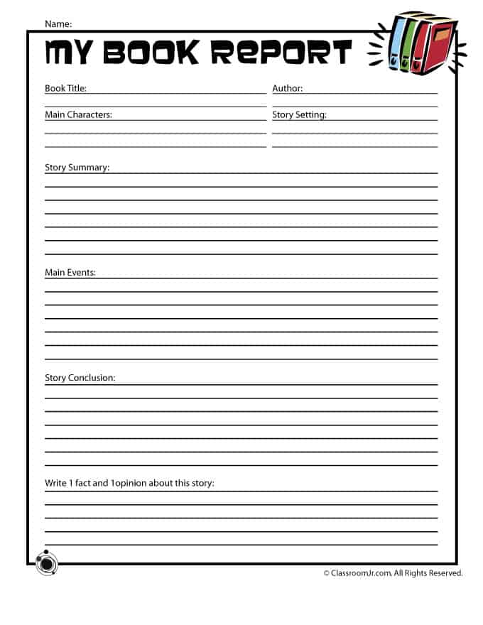 book report template adult