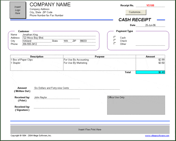 cash receipt example 21.6451