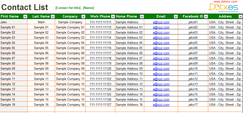 Excel Contact List Template from www.templatesdoc.com