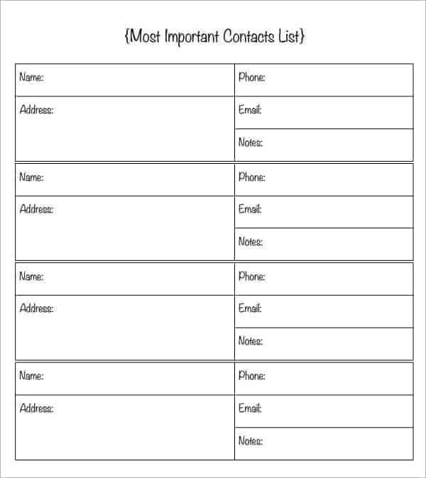 Name And Email List Template from www.templatesdoc.com