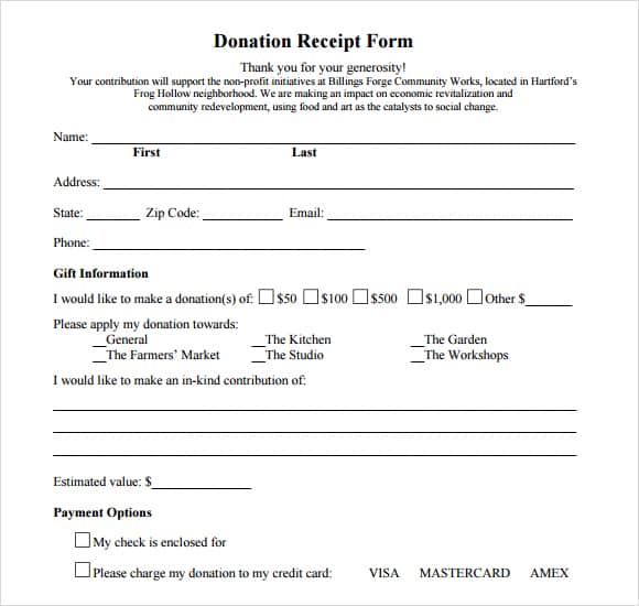 donation form example 3941