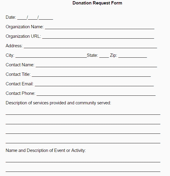 donation form template 674