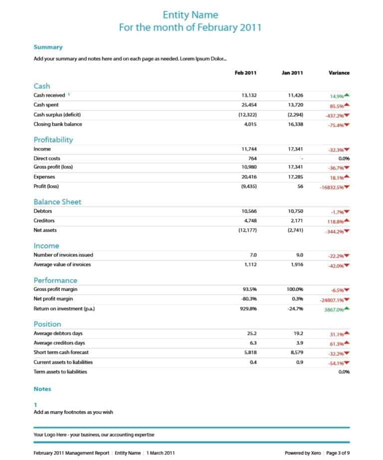 financial report in business plan