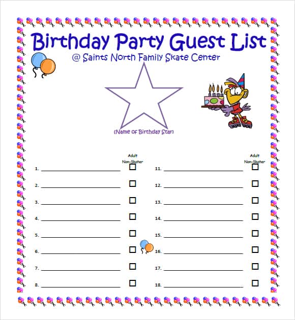 guest list example 17.941
