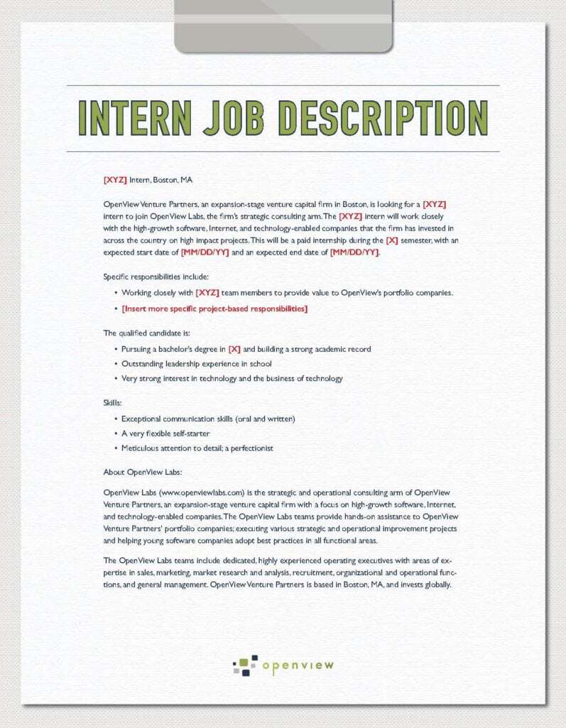 job description resume letter