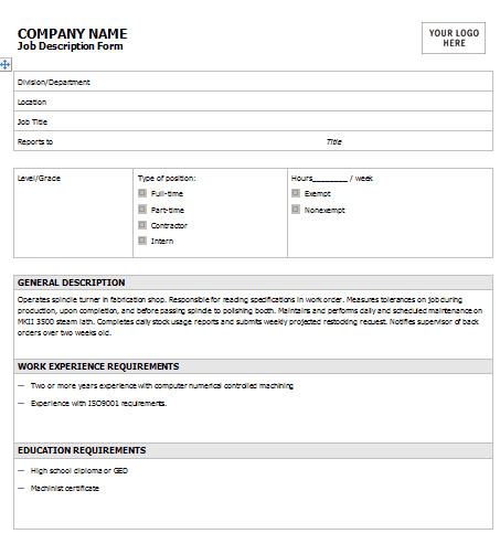 job description template 364