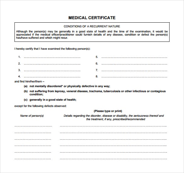 medical certificaet example 114.94