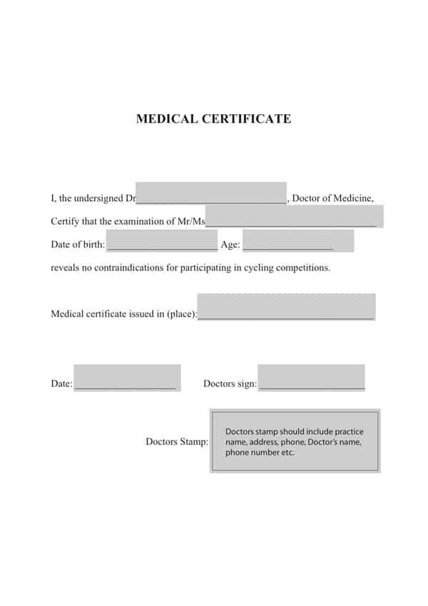medical certificaet example 16.91