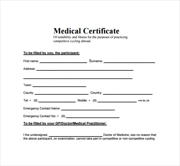 medical certificaet example 18.941