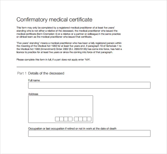 medical certificaet example 19.641