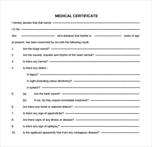 medical certificaet example 21.641