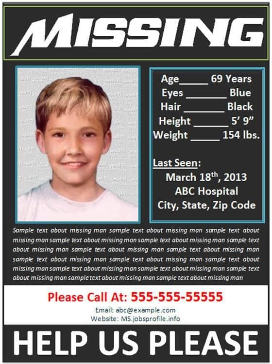 Missing Person Poster Template Free