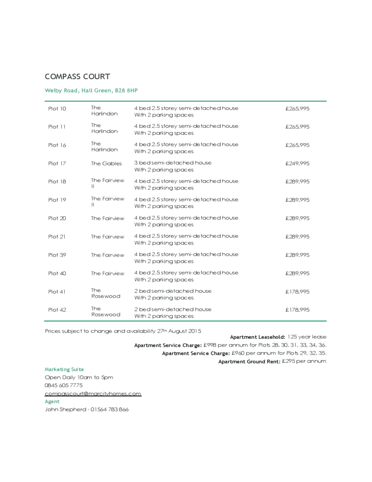 price list sample 461