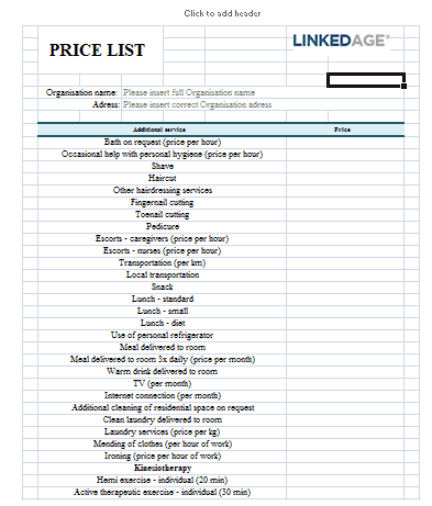 Christmas Price list template