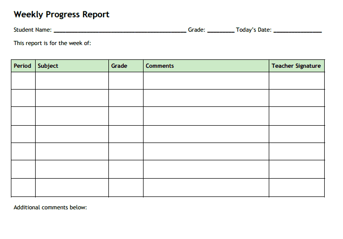 assignment progress report sample