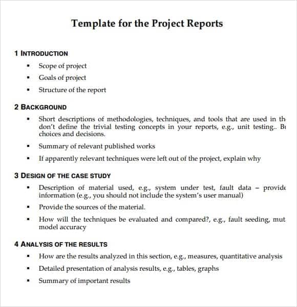 writing a project report samples