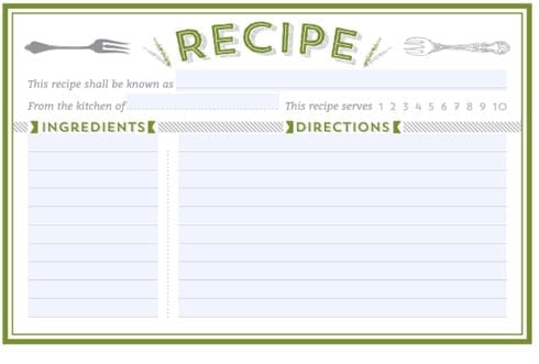 recipe card sample 19741