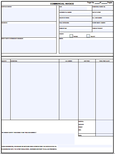 Commercial Invoice Template 1461