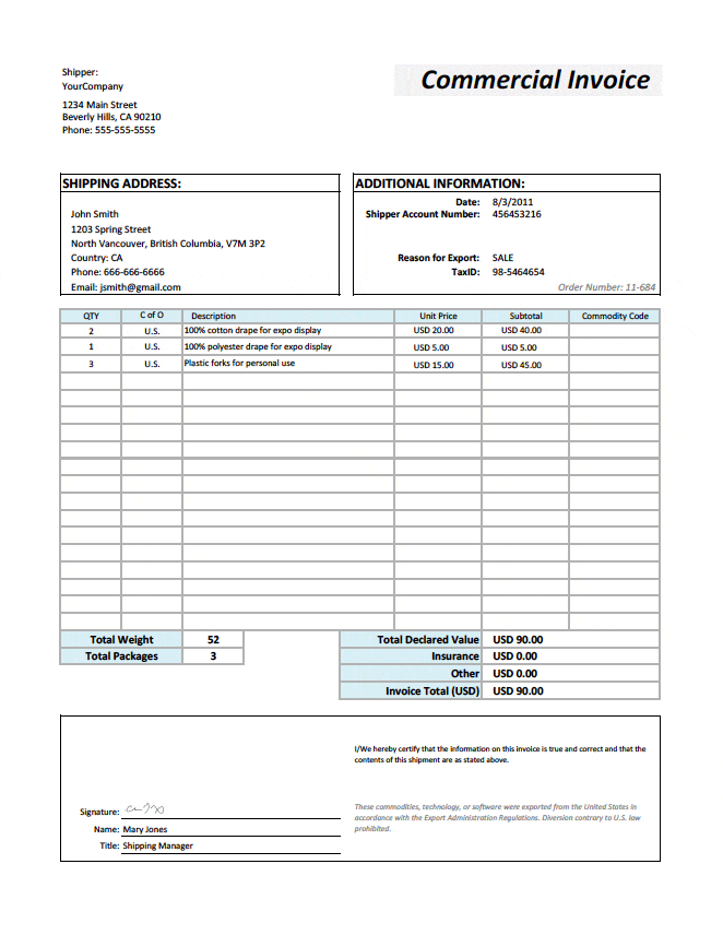 Commercial Invoice sample 74