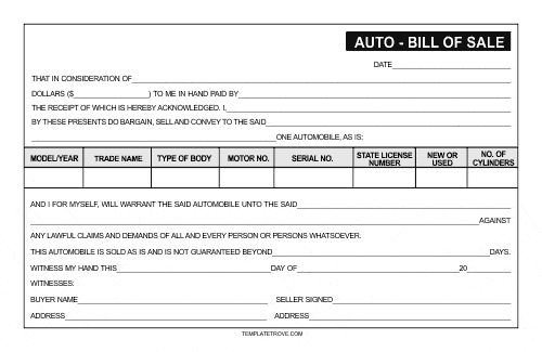 bill of sale sample 11.6451